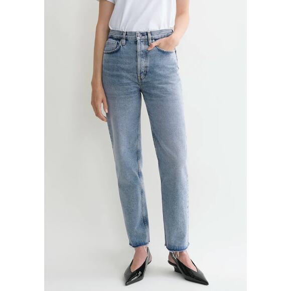 TOTEME Classic Cut Denim Light Wash Ankle Frayed Denim Jeans Women's Size 28 - Picture 1 of 14